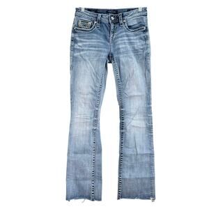 Vigoss Womens Jeans Blue Heavy Stitching Dallas Bootcut Heritage Fit Stretch 3/4